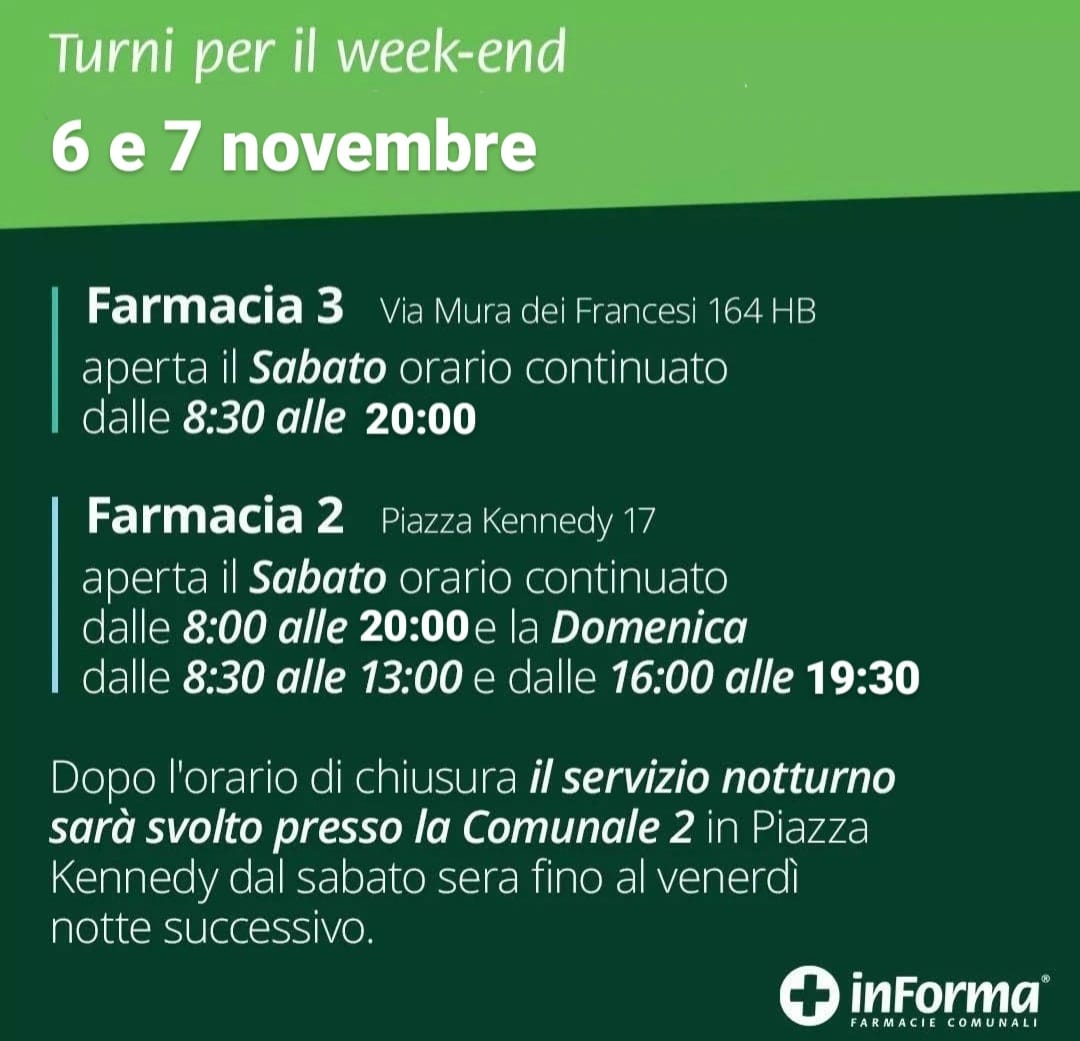 FARMACIE DI TURNO A CIAMPINO 6 E 7 NOVEMBRE 2021 ASP S.p.a. Azienda