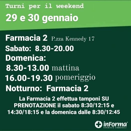 farmacie di turno a ciampino 29-30 gennaio 2022