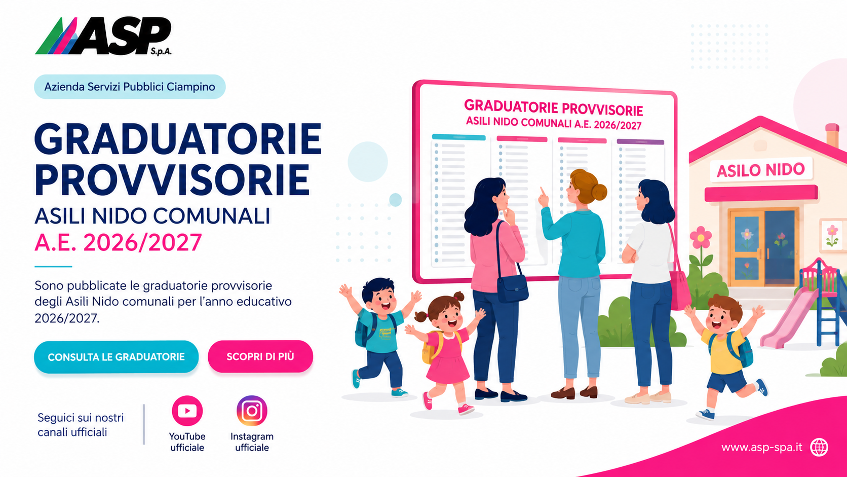 Graduatorie provvisorie Asili Nido comunali a.e. 2026/2027