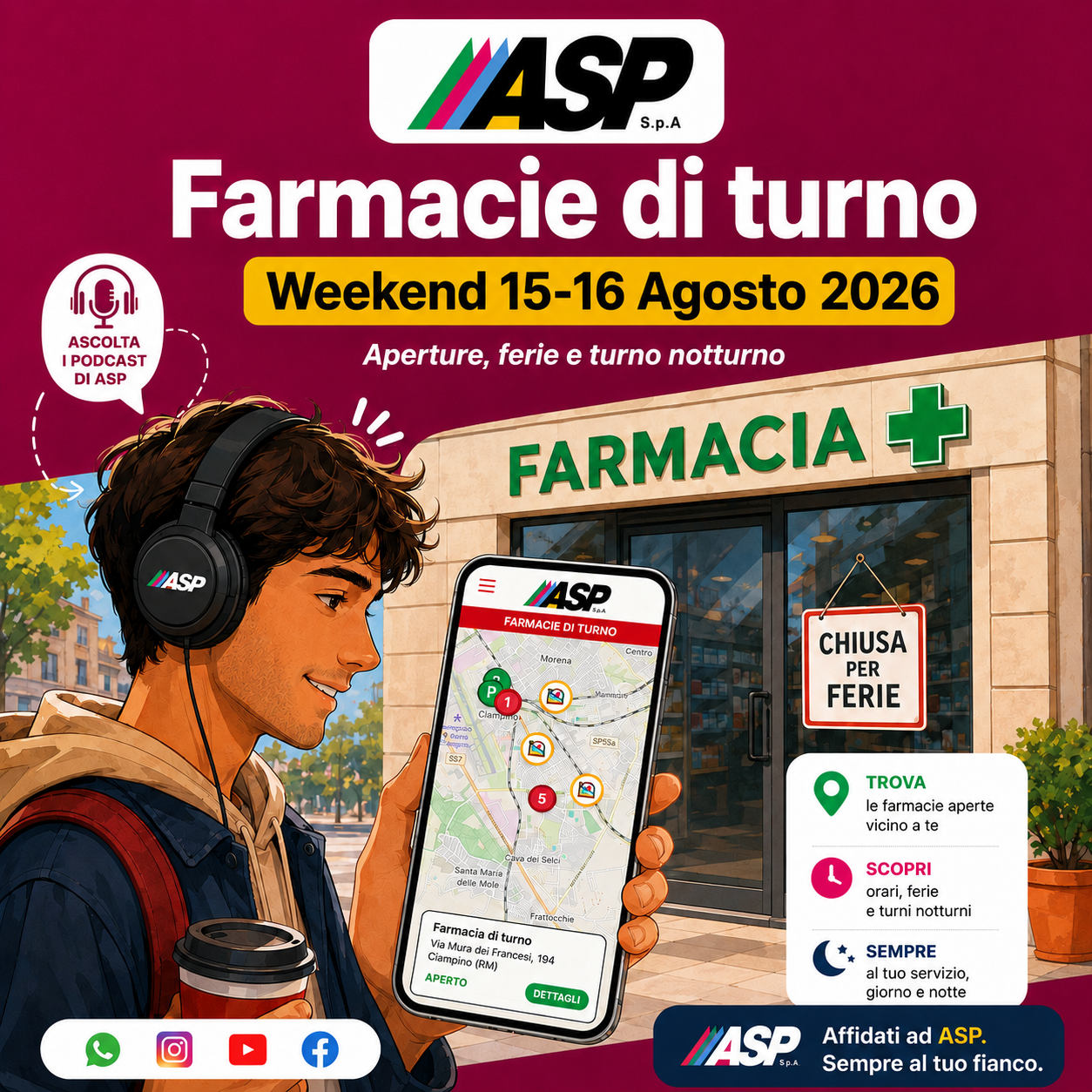 Farmacie di turno: weekend 15 e 16 agosto 2026
